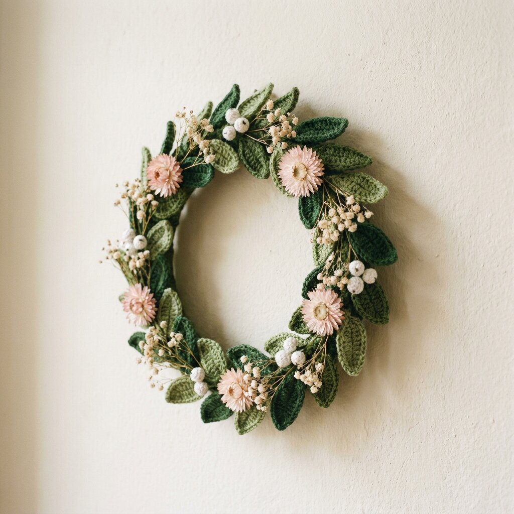 Häkelkranz mit Trockenblumen